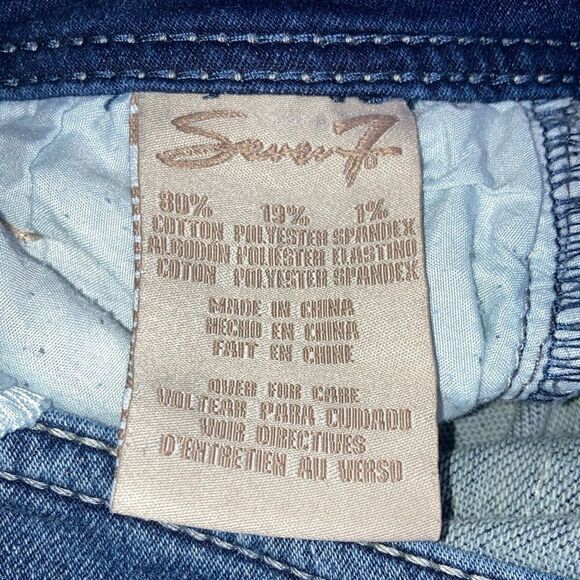 SEVEN 7 Stretchy Embroidered Girlfriend Capri Cropped Mid Rise Light Wash Jeans - Picture 5 of 14